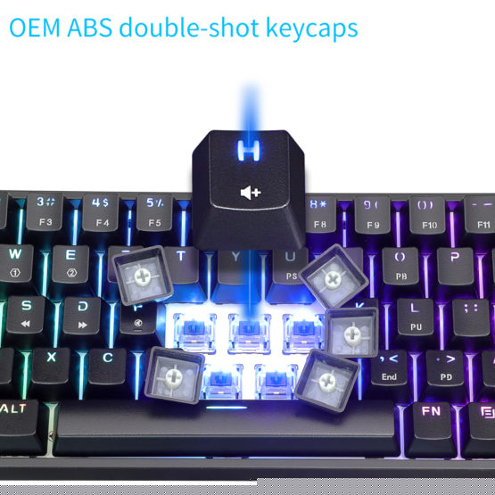 GK64 White – RGB Mechanical Keyboard with Gateron Red Key Switches