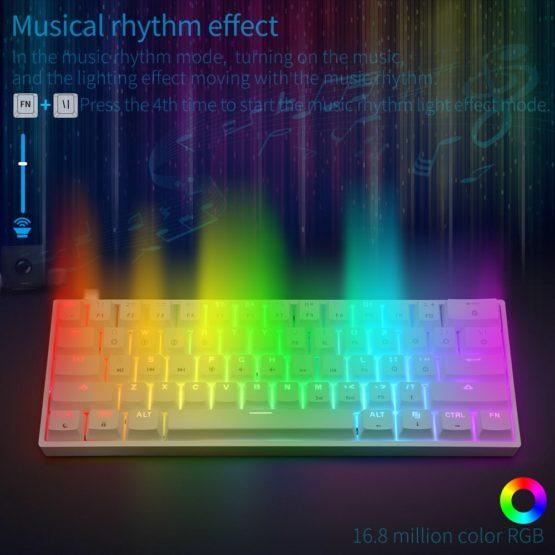 SK61 White – RGB Mechanical Keyboard with Gateron Optical Red Key Switches